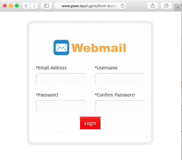 Fake login page is presented in the message.
