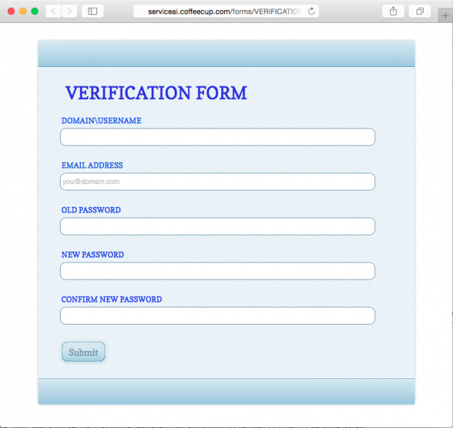 Fake verification form is presented by the link.