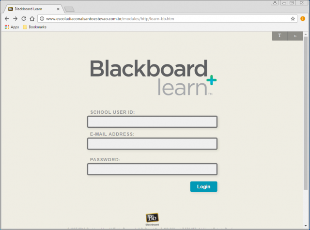 A fake login screen is presented by the links.