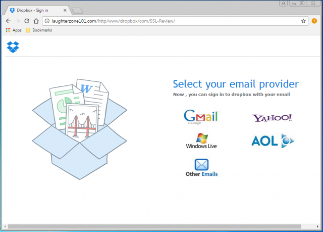A fake email login page is presented by the link.