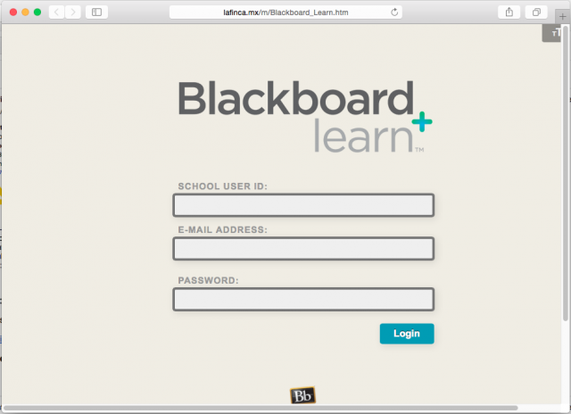 A fake Blackboard login page is presented by the link.