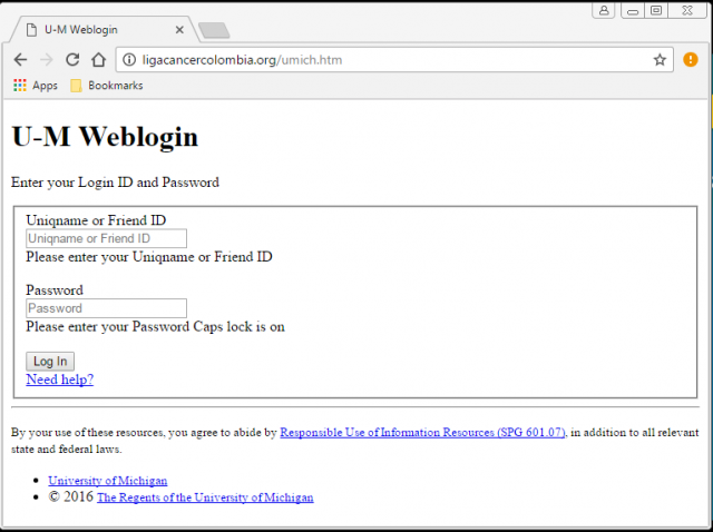 A fake login page is presented by the link.