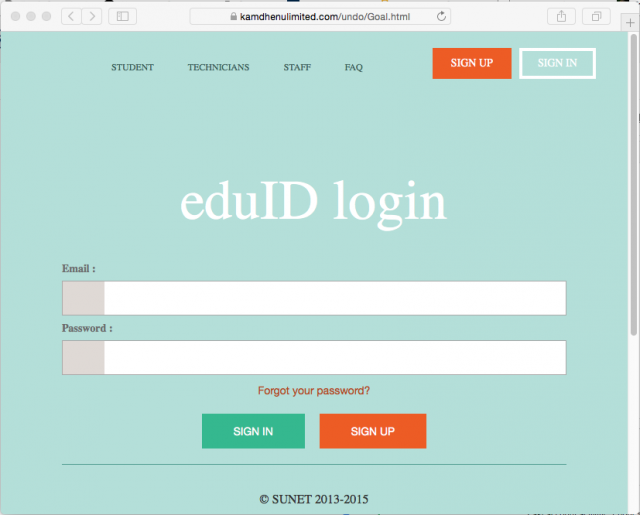 A fake login page is presented by the link.