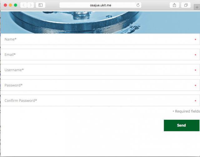 A fake login page is presented by the link.