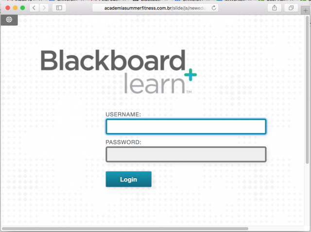 A fake black board login is presented by the link.