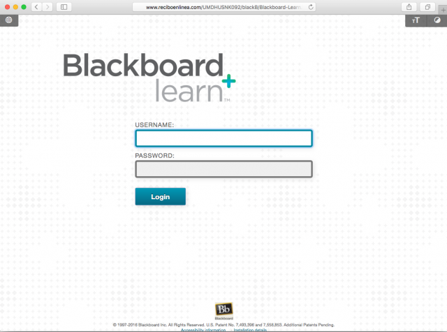 A fake Blackboard login page is presented by the link.