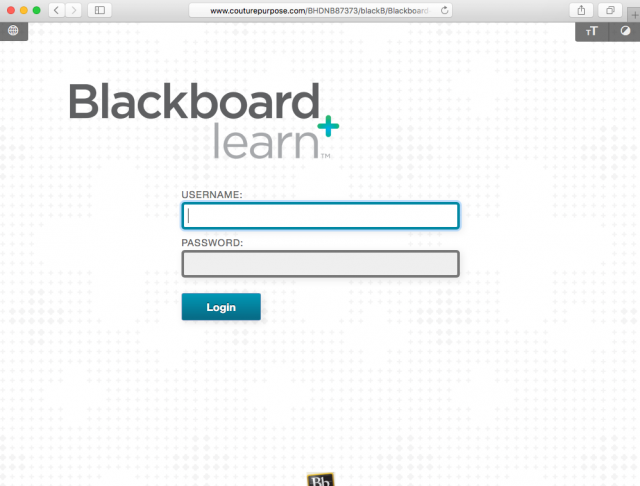 A fake Blackboard login page is presented by the link.