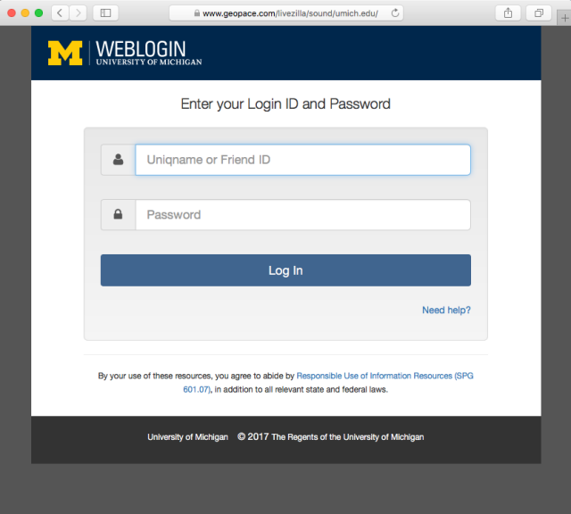 A fake University of Michigan login page is presented by the link.