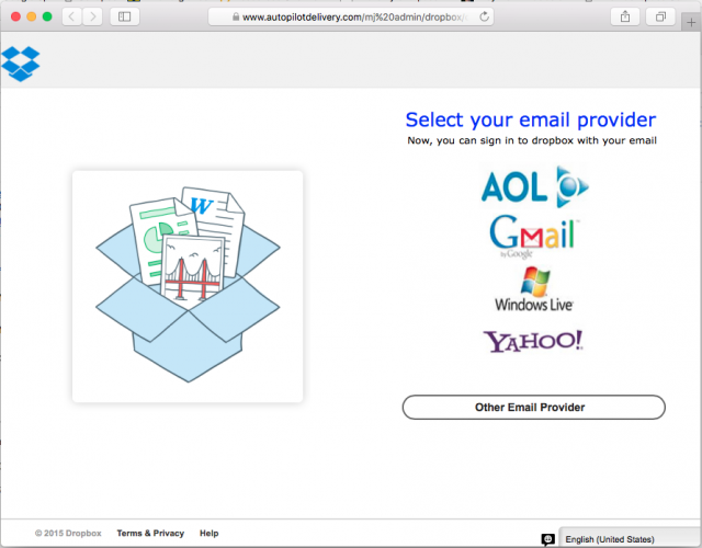 A fake login page is presented by the link in the email.