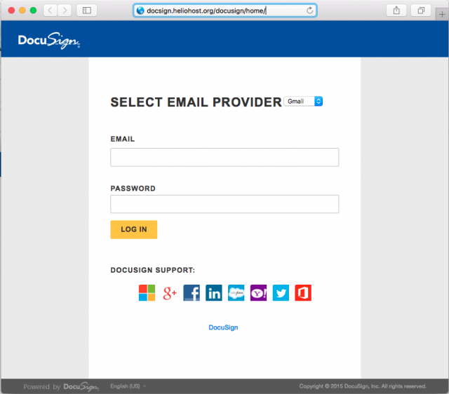 A fake login page is presented by the link in the phishing email.