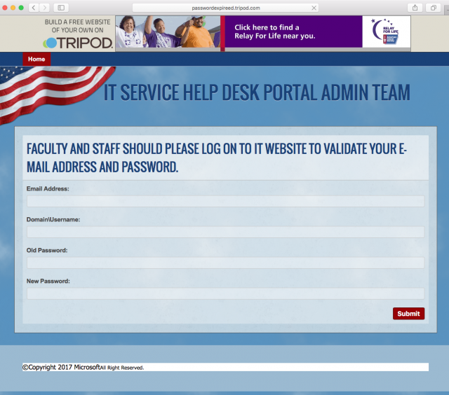A fake login page is presented by the link.