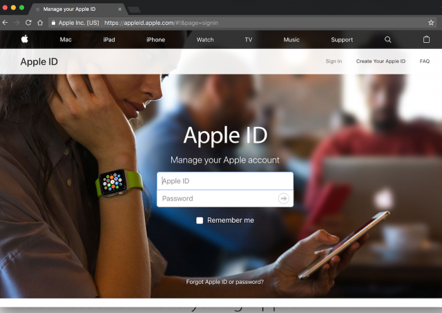 A fake Apple login page is presented by the link.