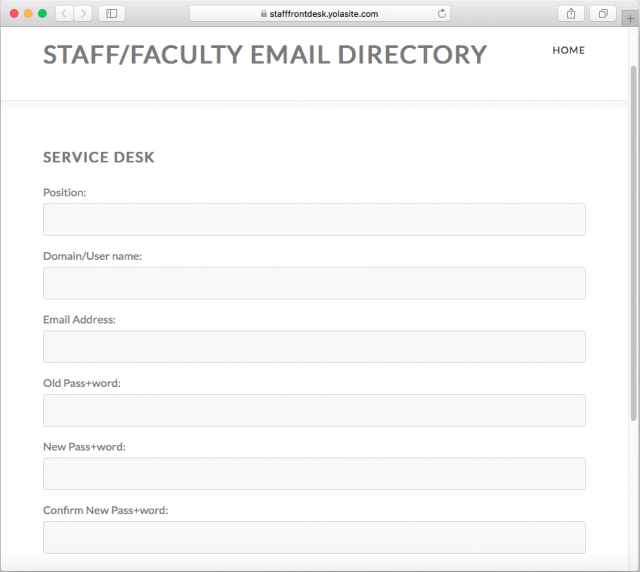 A fake login page is presented by the link in the email.